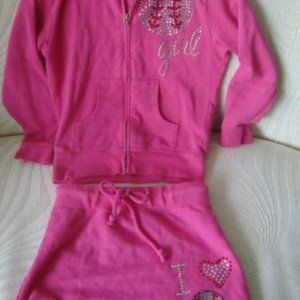 Lemon pink rhinestone baseball hoodie and skirt